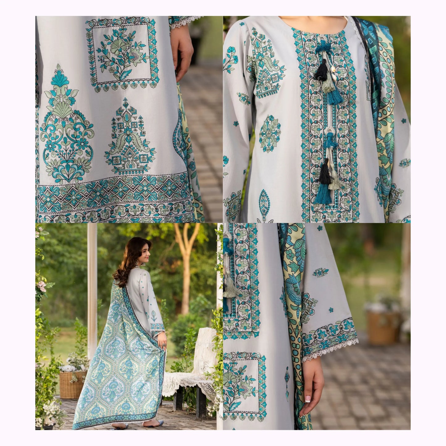 KC-1576 "Sunheri" Embroidered Festive Cambric Cotton Collection by Karma Collection