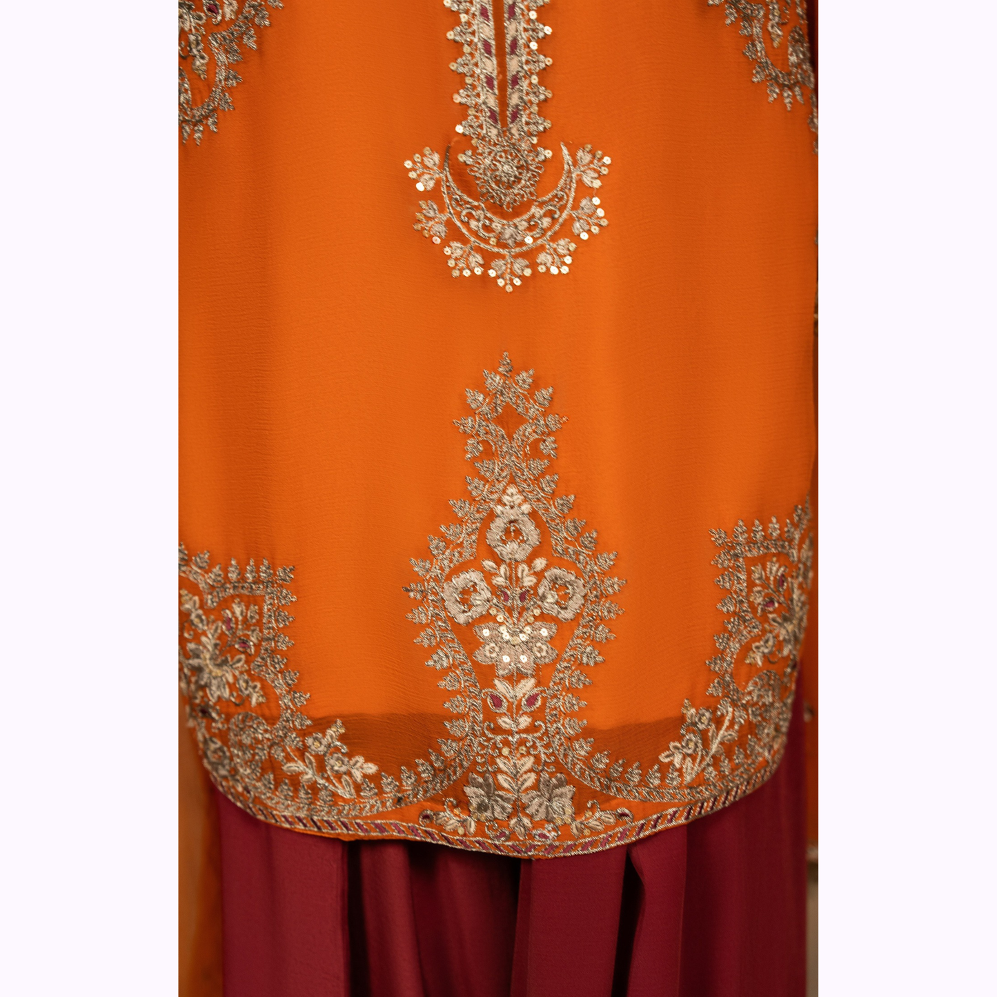F-466 Embroidered Georgette Chiffon Farshi Shalwar Collection by karma Collection