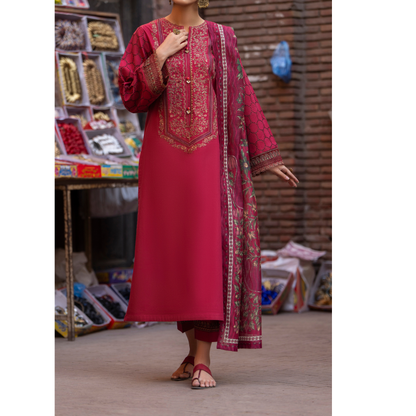 UCA-15 3 Pc Embroidered Cambric Cotton Ready to Wear Eid Collection by Casuallite