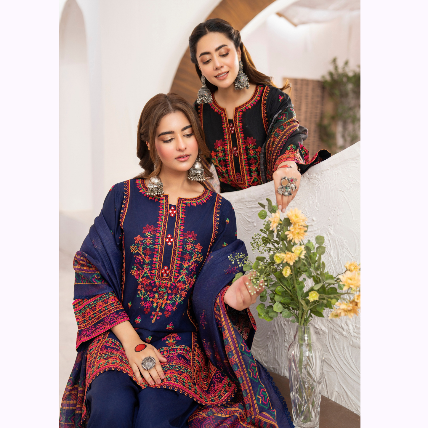KC-1477 Embroidered Luxury Cambric Cotton farshi Shalwar Collection | Ready to Wear | Karma Collection