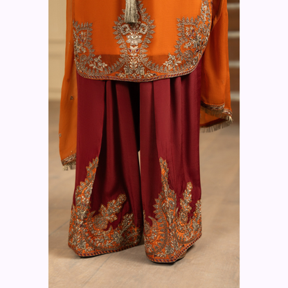 F-466 Embroidered Georgette Chiffon Farshi Shalwar Collection by karma Collection