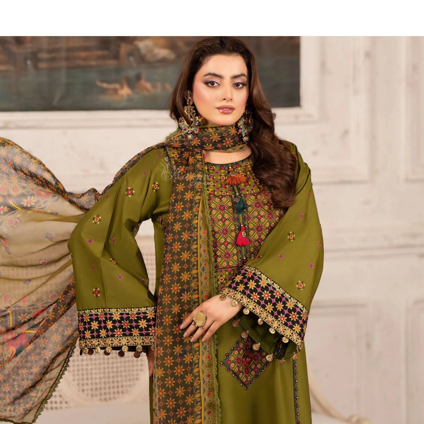 KC-1567 "Tabeer" Embroidered Festive Cambric Cotton Collection by Karma Collection