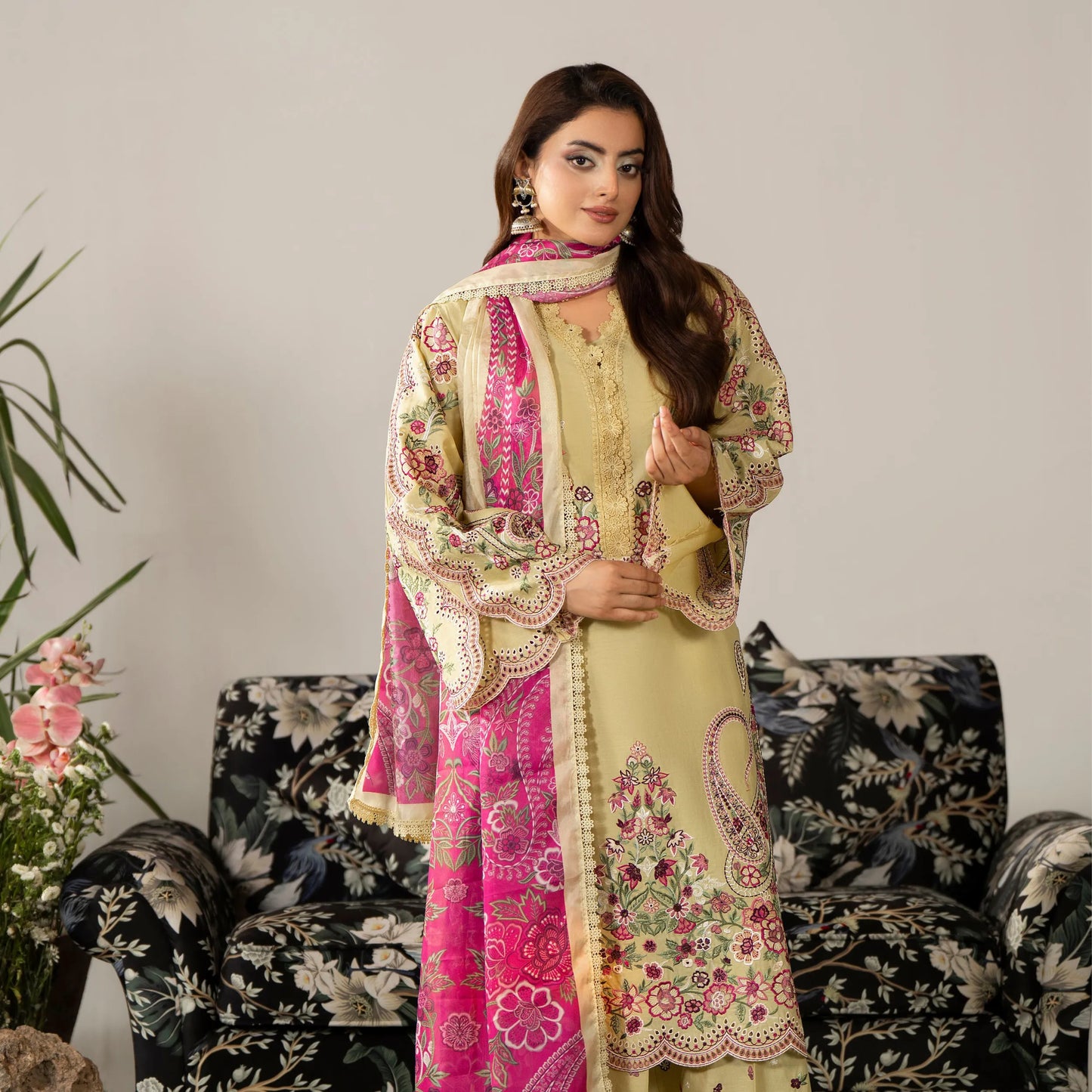 KC-1585 "AYRA" Embroidered Cambric Cotton Collection by Karma Collection