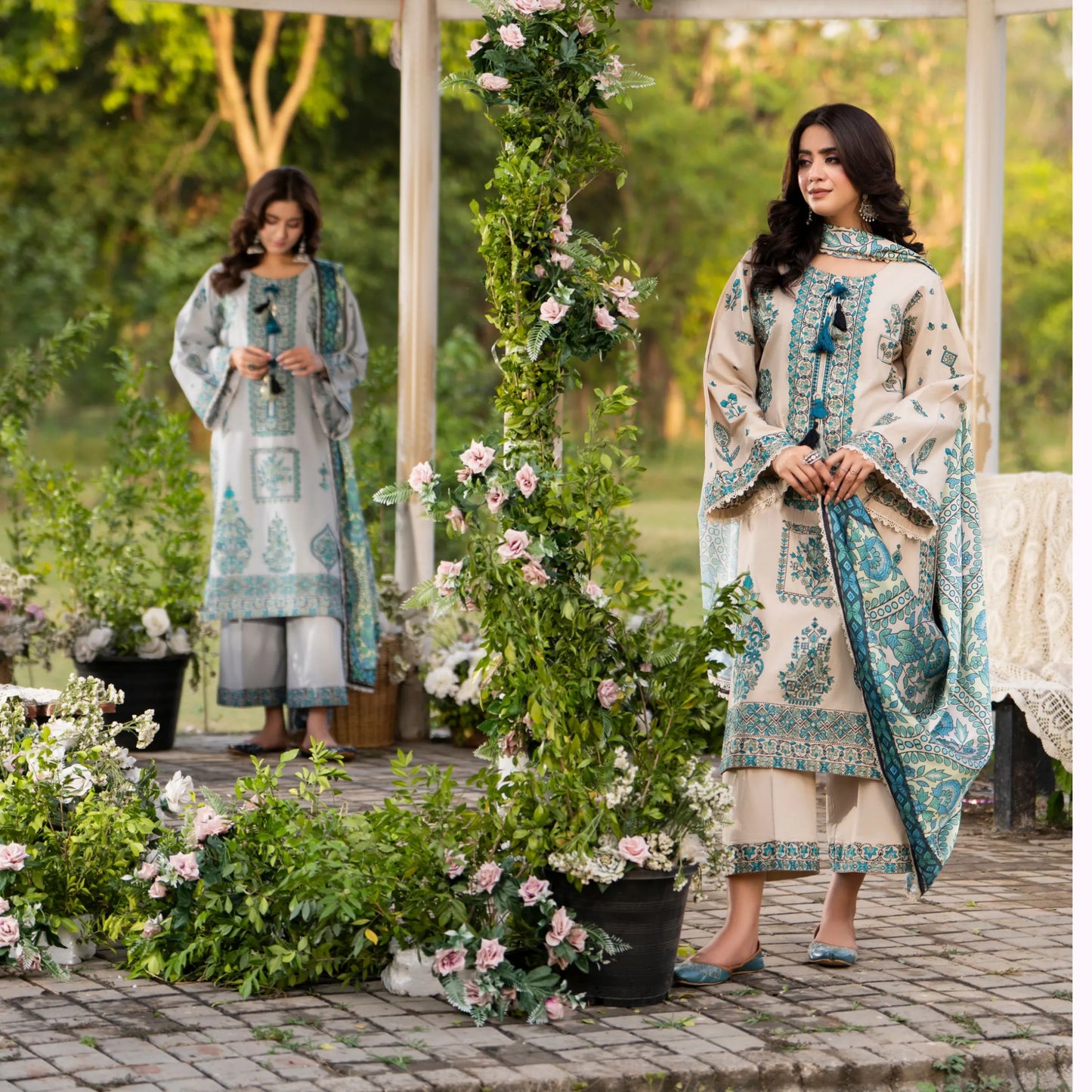 KC-1576 "Sunheri" Embroidered Festive Cambric Cotton Collection by Karma Collection