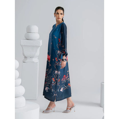 UAL-09 Printed Silk Kaftan with Trouser 2 Pc Set | Ally's
