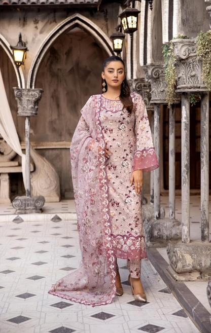 Petal Pink 3 Pc Chikankari Lawn Collection | SIMRANS