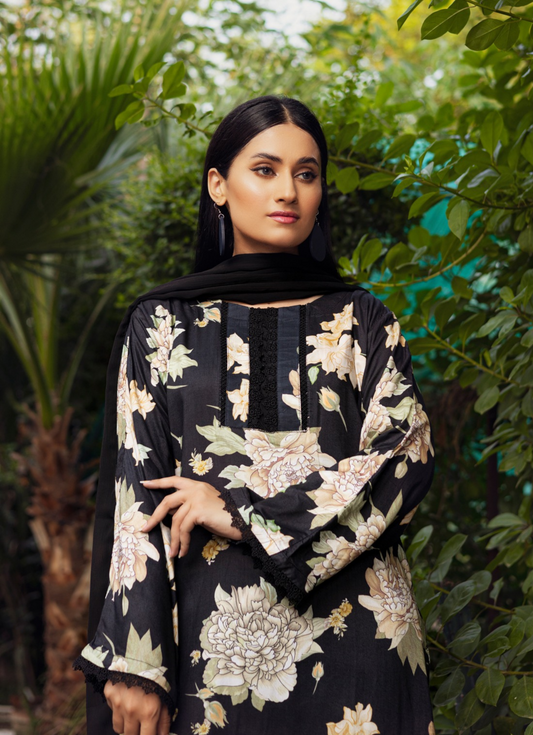 Multi | Printed Linen Shirt & Trouser With Chiffon Dupatta| Ready to Wear 3 Pc dress - Rangz