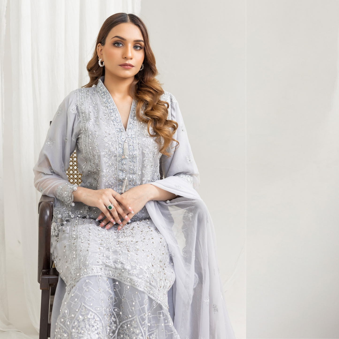 Luxury Embroidered Chiffon Dress 3 Pc | Winter Collection | Rangz | UMRGZ3601