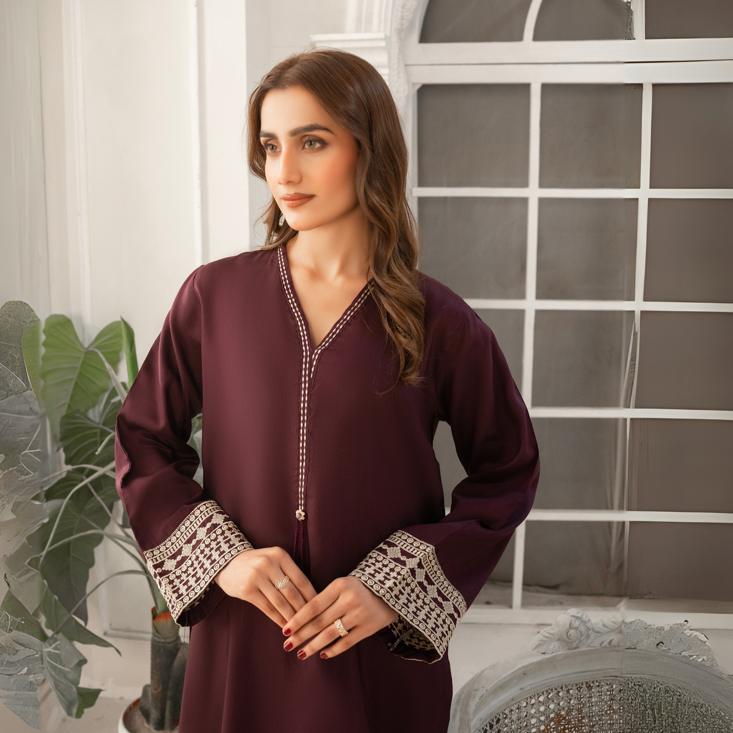 Embroidered Viscose Linen  2 Pc Pakistani Co Ord Set Dress | Ready to wear | UMNAA