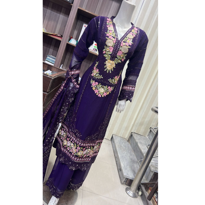 UA-52 3 Pc Luxury mother daughter Embroidered Chiffon Collection- Umnaa