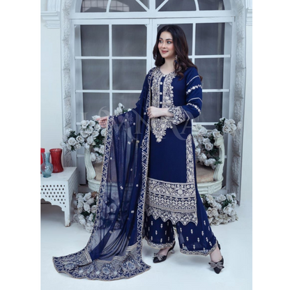 UA-59 3 Pc Luxury mother daughter Embroidered Chiffon Collection- Umnaa