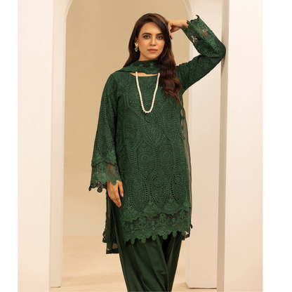 UMS-18 Embroidered Linen Chikenkari 3 Pc Pakistani Dress | Ready to wear | Simrans