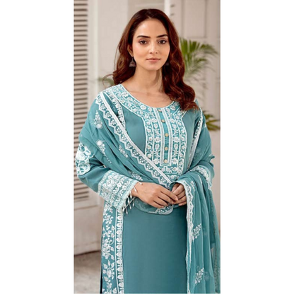UMRZ-43 Luxury Handwork Embroidered Chiffon Dress 3 Pc |Ready to Wear| Rangz
