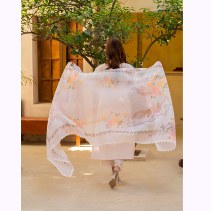 KC-1443 Embroidered Chikankari Cambric Cotton Dress Ready to Wear 3 Pc - Karma Collection