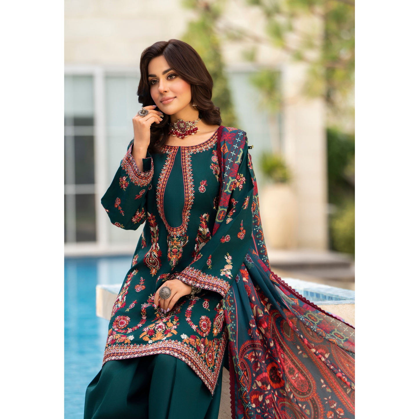 KC-1491 kashmiri Chikenkari Luxury Cotton farshi Shalwar Collection | Ready to Wear | Karma Collection
