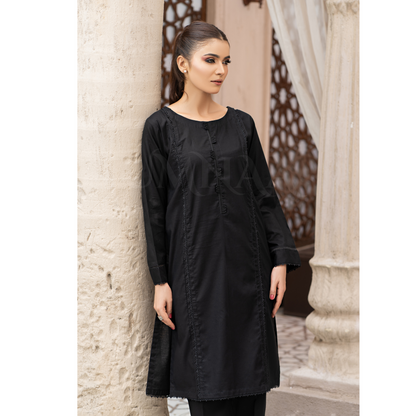 UA-96 (Black) 2 Pc Cotton Lawn Dress | Ready to Wear Collection | Umnaa