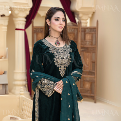 UA-112 Luxury Embroidered Velvet  Ready to Wear Winter Collection by Umnaa