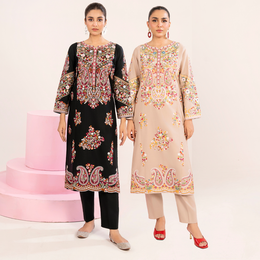 UA-118 Embroidered khaddar Co-Ords set 2 Pc Collection  | Ready to Wear | Umnaa