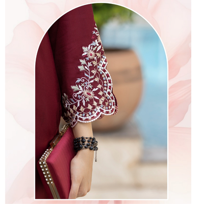 UZA-01 Rang e Elegance by Zaaria 2 Pc Embroidered Dhanak Co-Ords Set