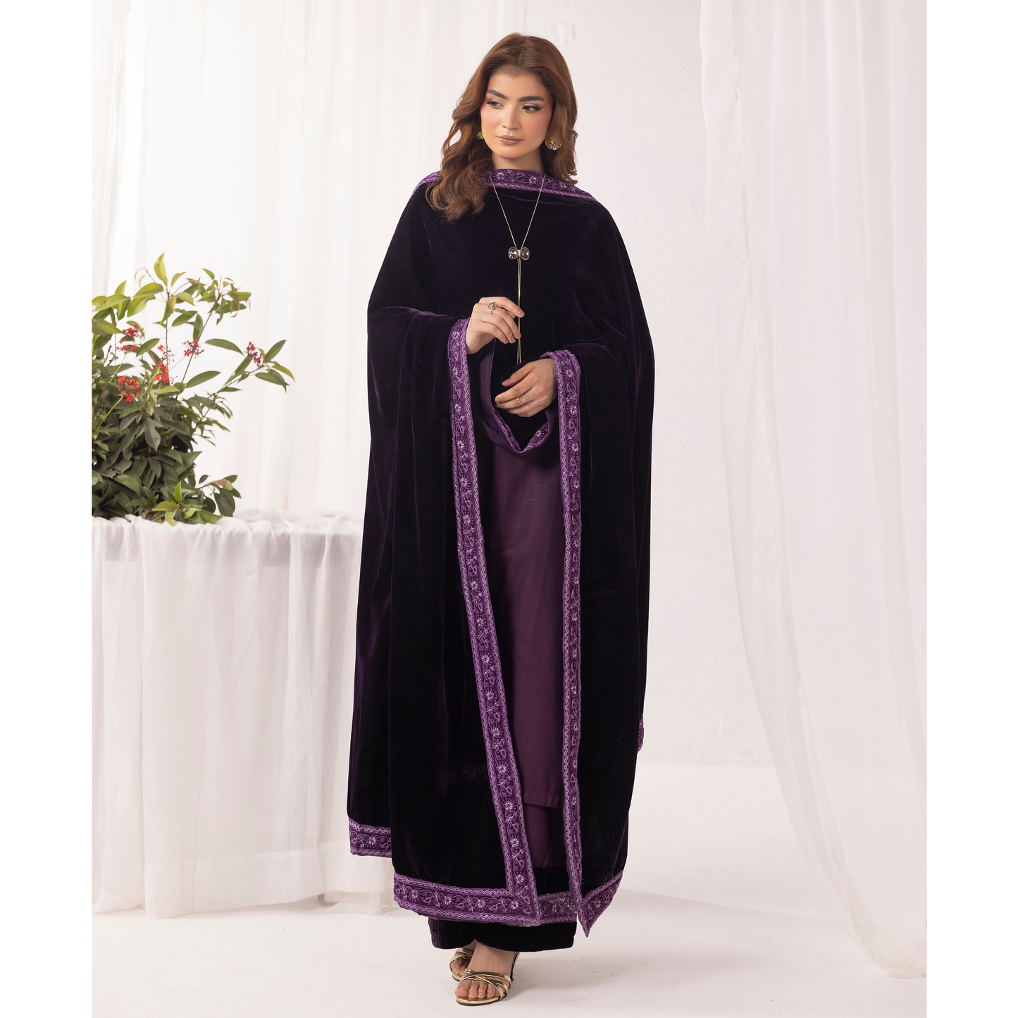 UMS-42 Raqs e bismil khaddar dress with Velvet Shawl by Simrans | Ready to Wear | Asian Clothes