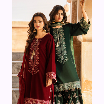 F-489 "Sehar" Embroidered Velvet Collection | Karma Collection