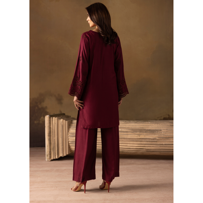 UMS-50 "Luxkari" Linen Chikenkari Co-Ords 2 pc Set by Simrans