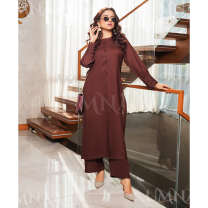 UMS-53 Solid Embroidered Dhanak Co-Ords Set | Ready to Wear | Simrans