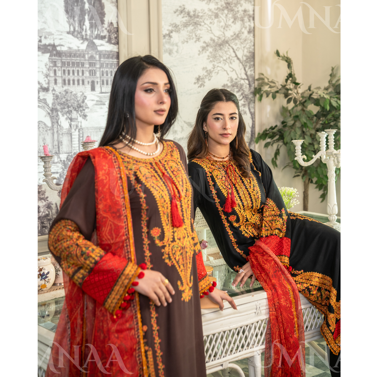UA-163 Embroidered Linen Festive Collection | Ready by Wear | Pakistani Dress Asian Clothes Umnaa