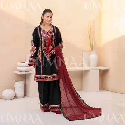 UA-164 Embroidered Slub Linen Mother Daughter Festive Collection by Umnaa