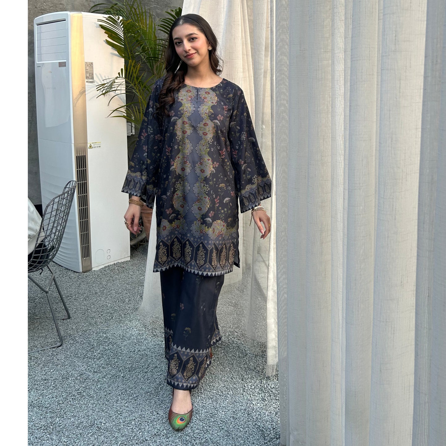 UA-169 Silk Printed Co-Ords Set by Umnaa | Ready to Wear Modest fashion Asian
