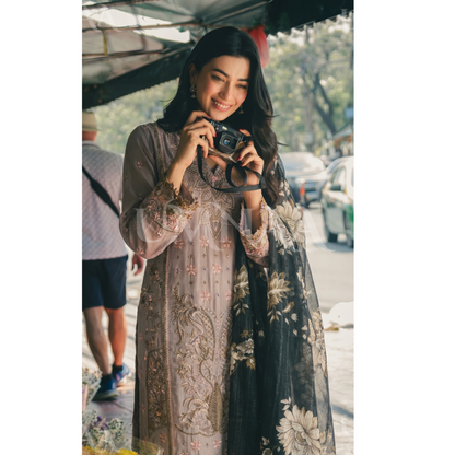 UB-01 3 Pc Embroidered Linen Dress With Cotton Silk Printed Dupatta  By UB