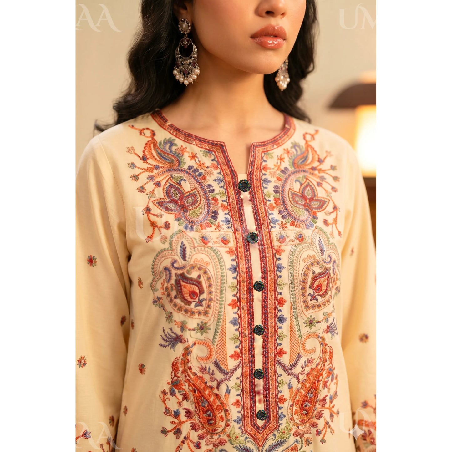 UA-188 Embroidered Cotton dress by Umnaa | Ready to Wear | Pakistani Asian Clothes