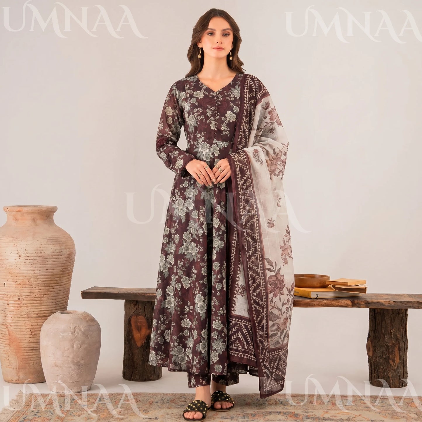 UA-197 Printed Poly Lawn frock 3 Pc Collection Ready to Wear Pakistani Asian clothes