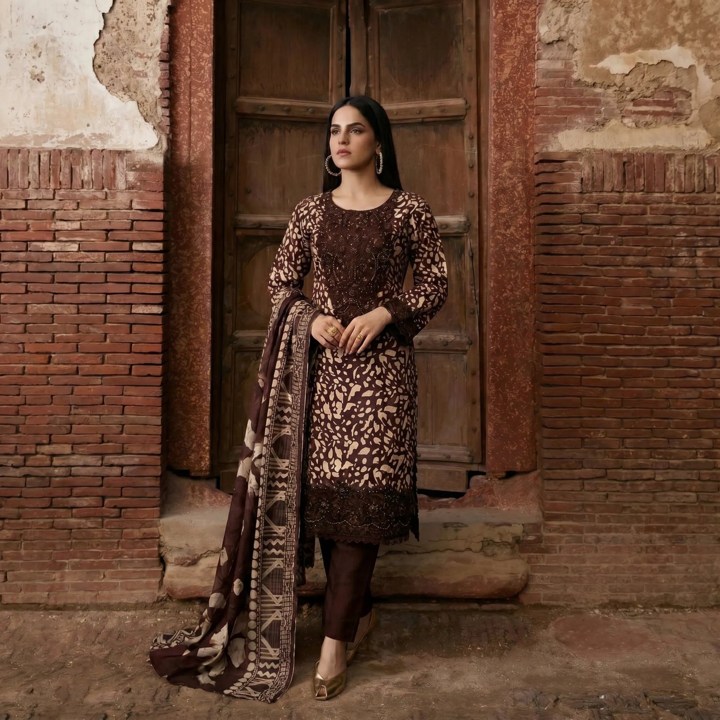 UA-198 Embroidered Printed Poly Silk Lawn Collection by Umnaa | Ready to Wear | Asian Clothes