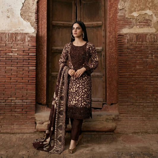 UA-198 Embroidered Printed Poly Silk Lawn Collection by Umnaa | Ready to Wear | Asian Clothes