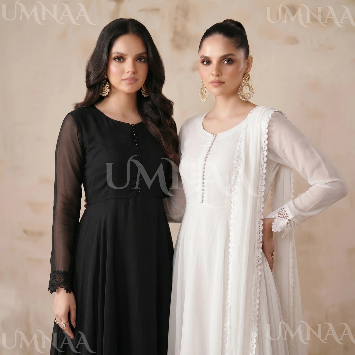 UA-204 Luxury Embroidered Chiffon Frock Collection 3 Pc | Ready to Wear | Umnaa