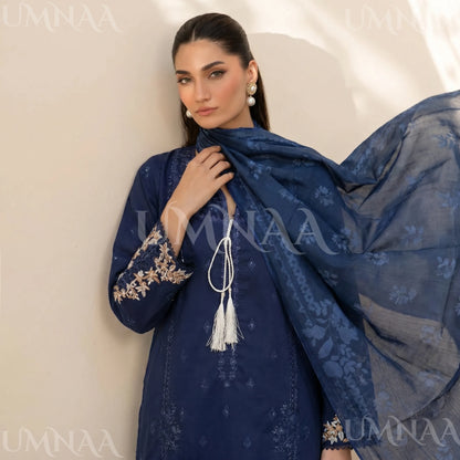 UA-209 Embroidered Cambric Cotton Collection by Umnaa | Ready to Wear Pakistani Asian clothes