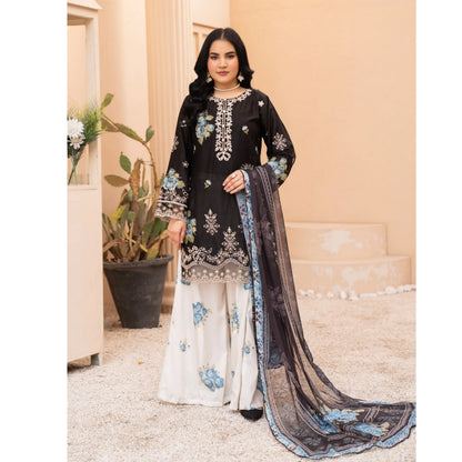 UMRZ-62 "Crimsons" by Rangz Embroidered Cotton with poly Lawn Sharara Festive collection| Ready to Wear Pakistani Asian clothes