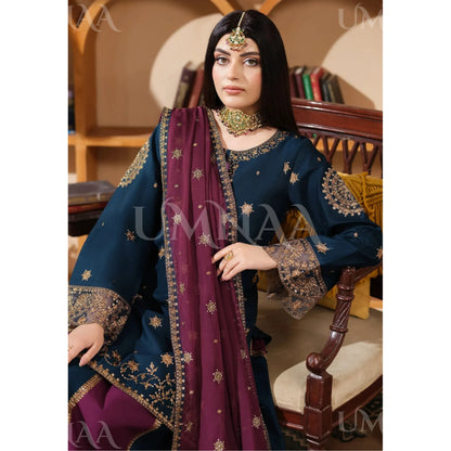 UA-213 Embroidered Cotton Festive Collection by Umnaa | Ready to Wear Pakistani Asian Clothing