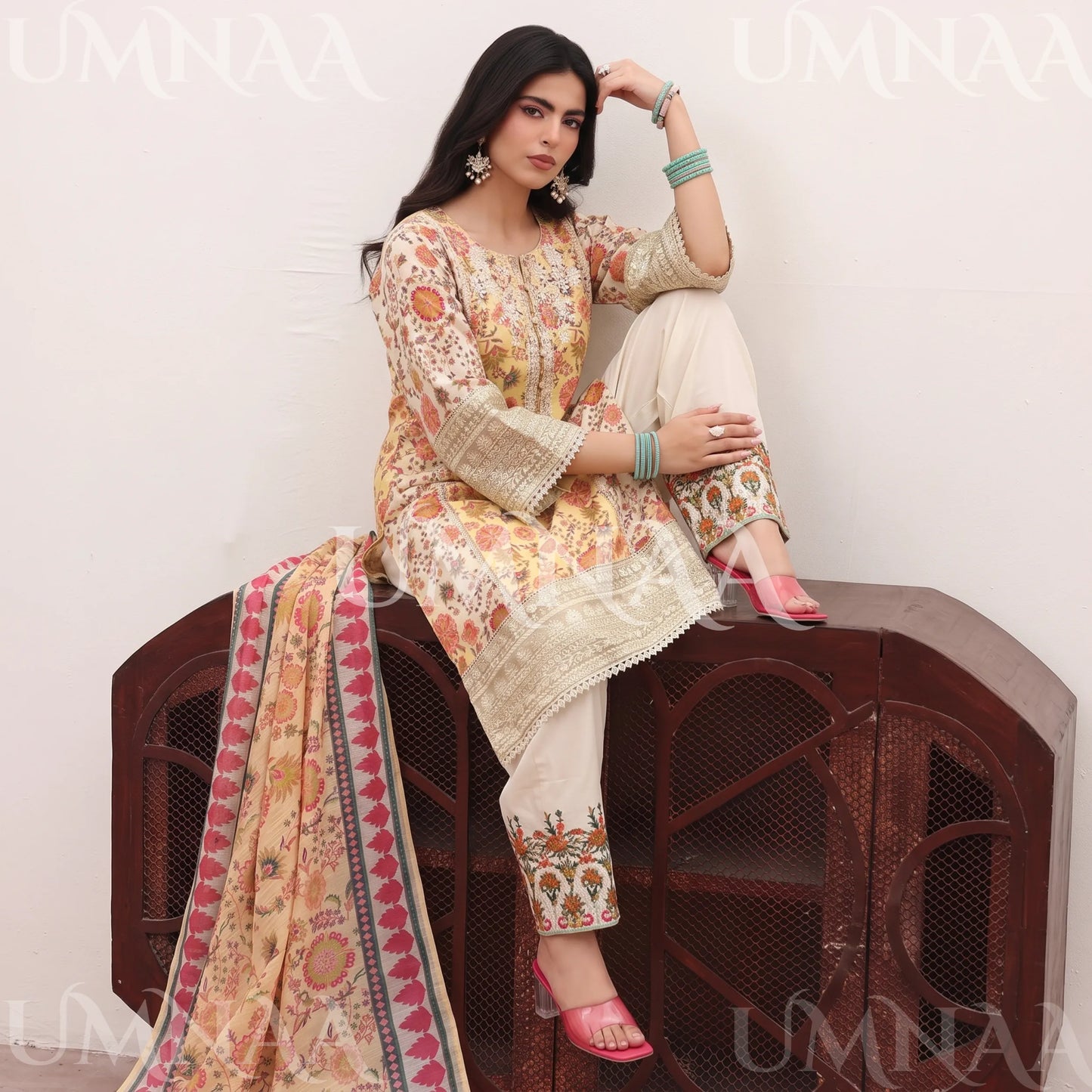 UA-334 Embroidered Viscose 3 Pc Collection Ready to Wear Pakistani Asian clothes by Umnaa
