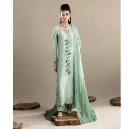 UA-336 Women's Embroidered Raw Silk Dress 3 Piece Festive & Party Wear Suit by Umnaa