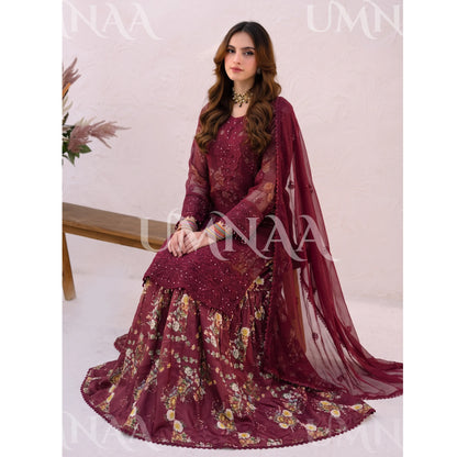 UA-249 Embroidered Chiffon Sharara Collection by Umnaa