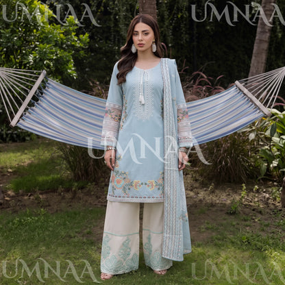 UA-256 Embroidered Cotton 3 Pc Collection Ready to Wear Pakistani Asian clothes by Umnaa
