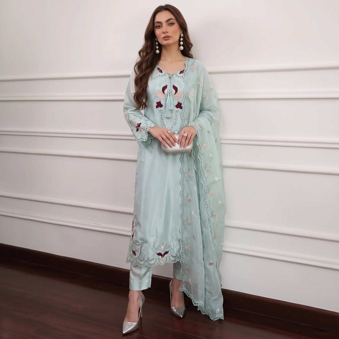 UA-266 Embroidered Festive Kaftan Sheesha Silk Collection by Umnaa | Pakistani Trendy Kaftan Asian Clothing
