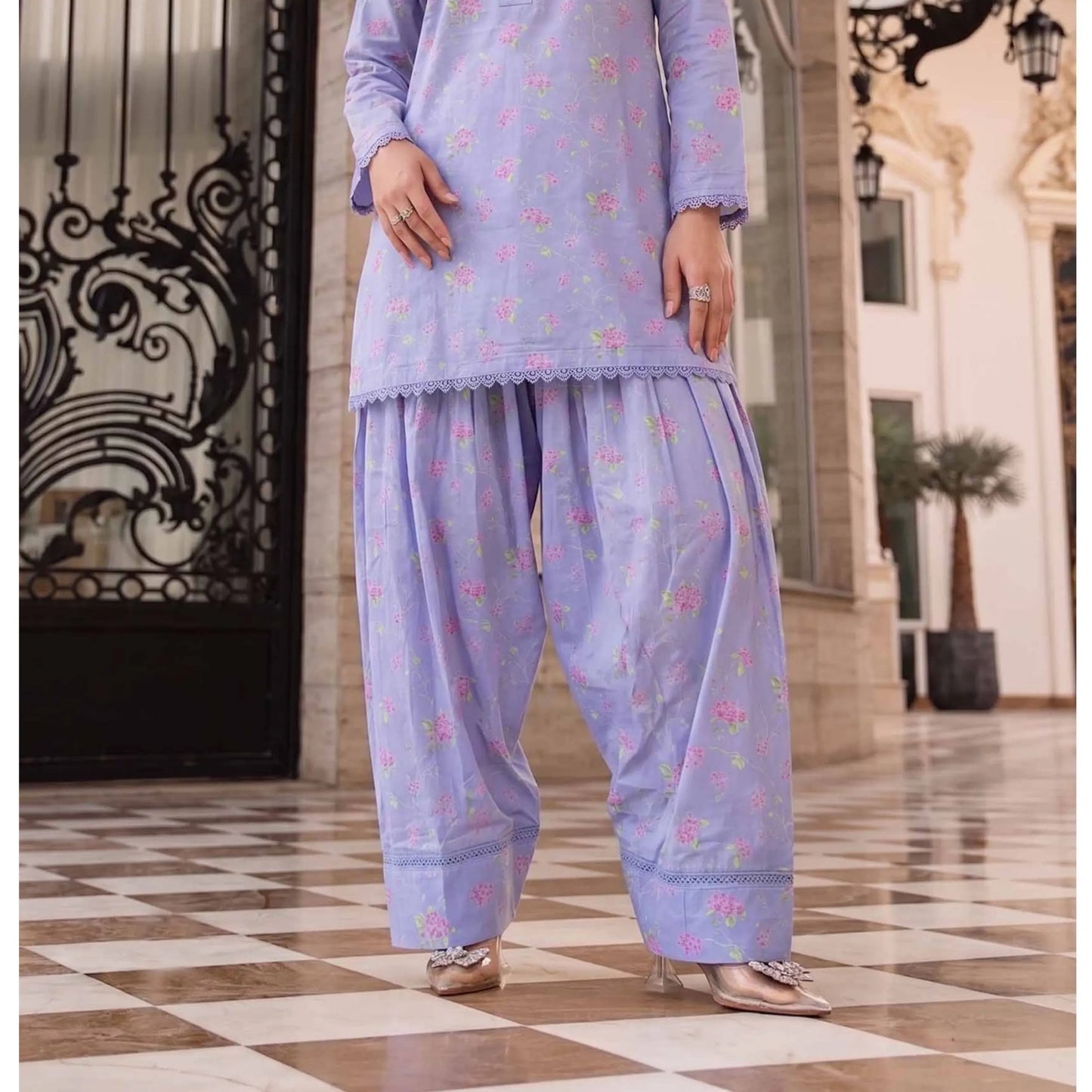 USN-23 Printed Farshi Shalwar Lawn Co-Ord Set | Saphorn