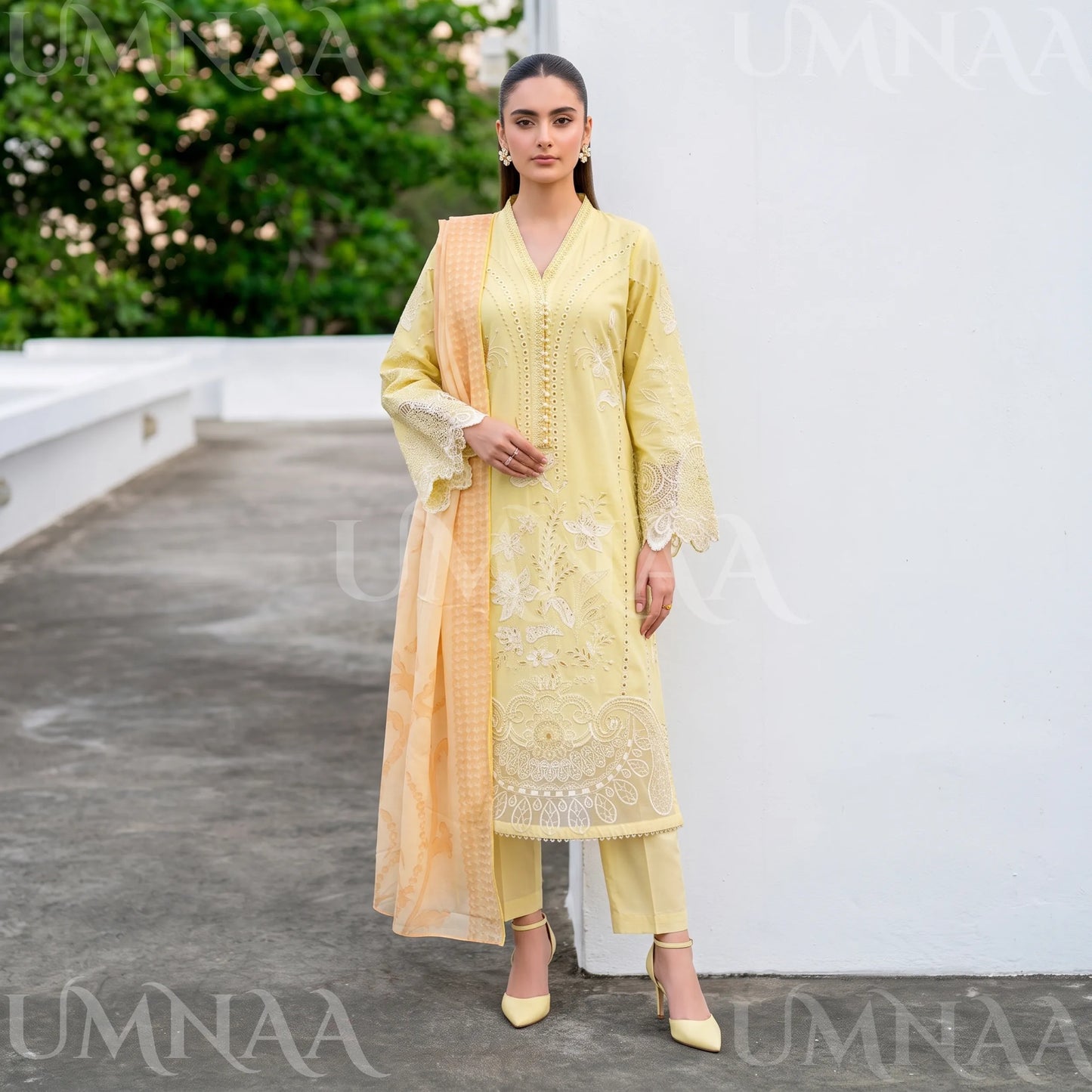 UA-272 Embroidered Cambric Cotton 3 Pc Collection | Umnaa