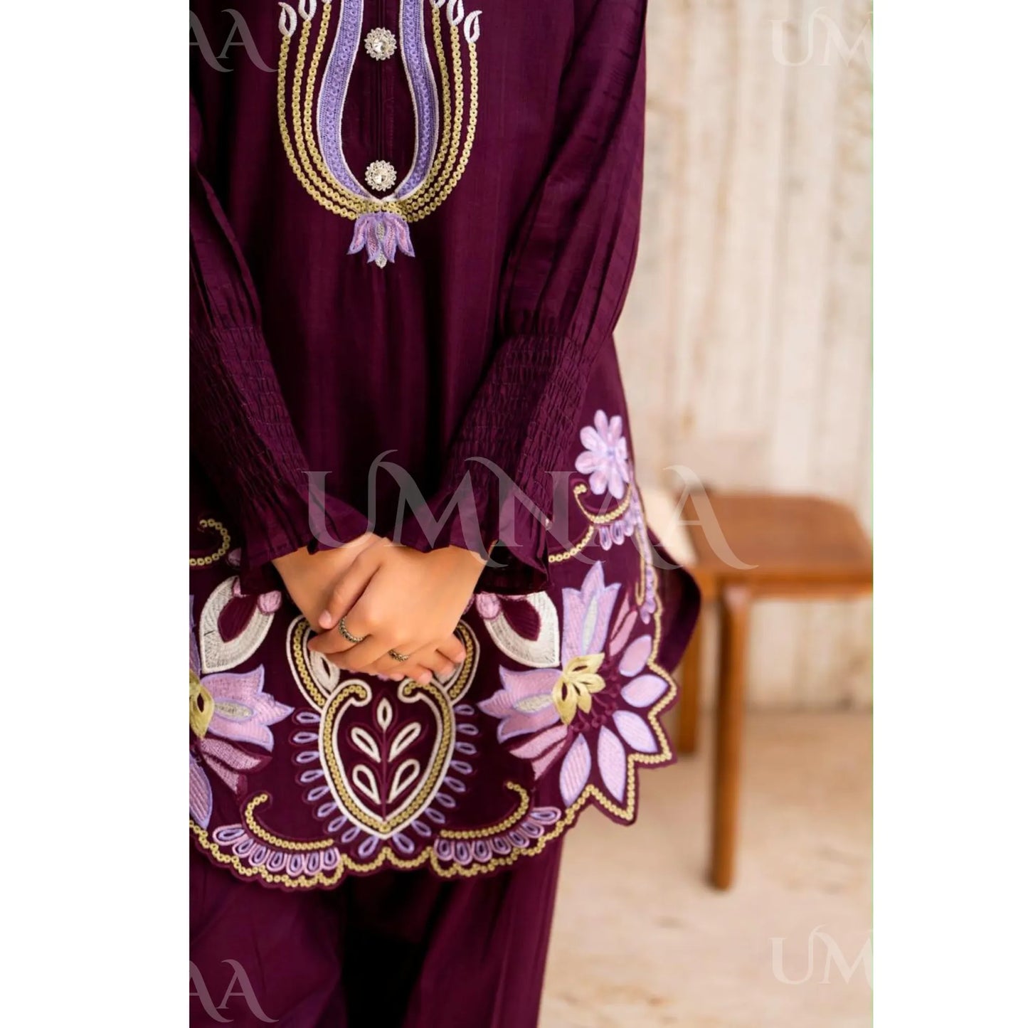 UA-277 Embroidered Trendy Cotton Co-Ord Set | Umnaa