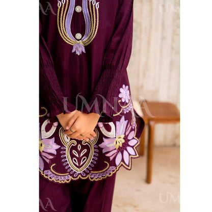 UA-277 Embroidered Trendy Cotton Co-Ord Set | Umnaa
