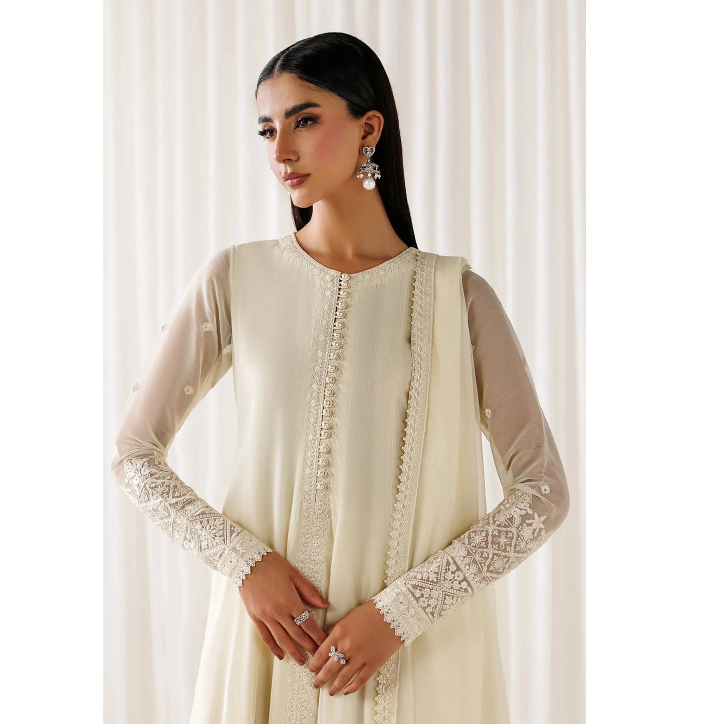 UA-281 Embroidered Chiffon Frock 3 Pc Collection | Umnaa