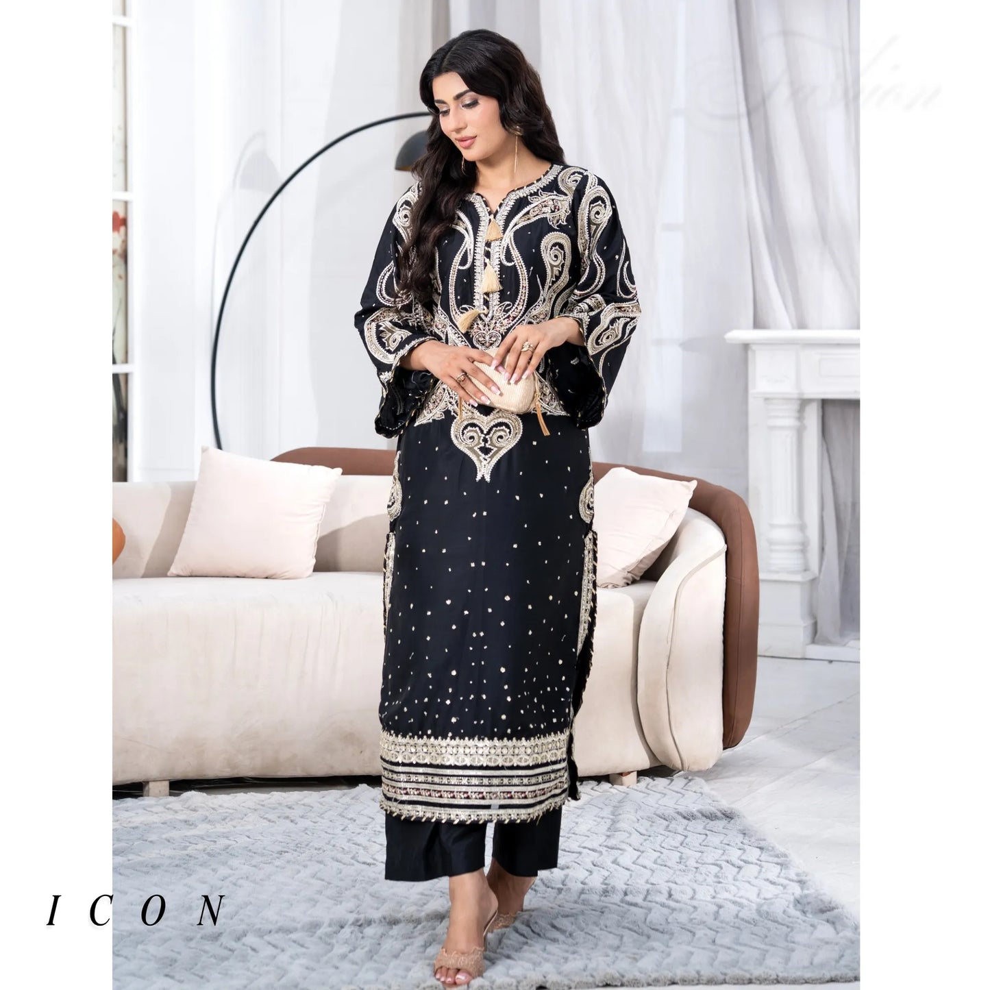 UA-286 Embroidered Viscose Silk Co-Ords Set | Umnaa